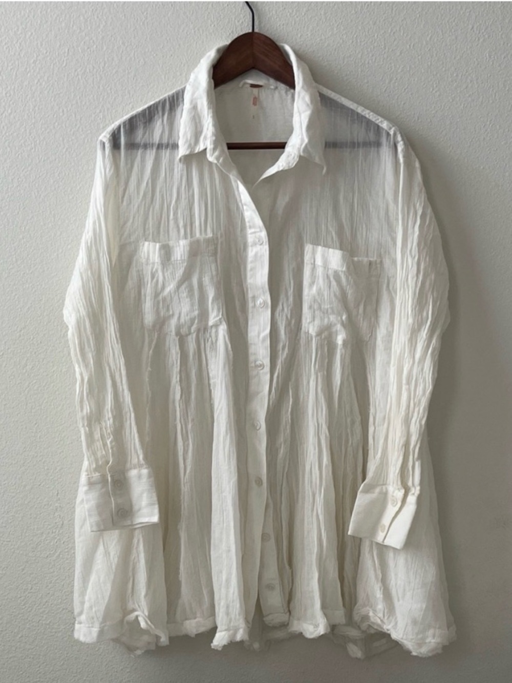NWOT Free People Lightweight Button-Front Shirt Dress - Picture 3 of 6
